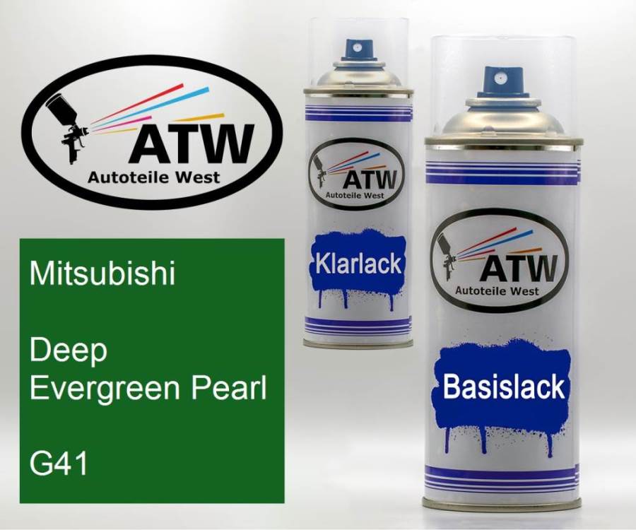 Mitsubishi, Deep Evergreen Pearl, G41: 400ml Sprühdose + 400ml Klarlack - Set, von ATW Autoteile West.
